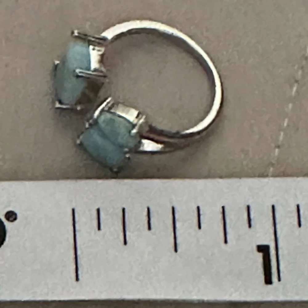 925 Sterling Silver Ring & 3 Larimar Stones in different shapes. - Picture 7 of 10